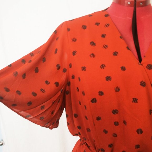 Copper/Orange Cross-Over Blouse with Peplum - Picture 2 of 4